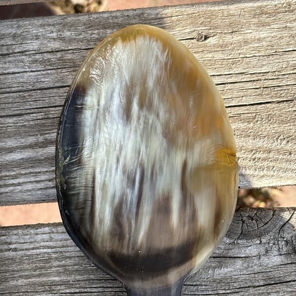 Vintage Hand Carved Horn Spoons Fork Lot of 3 Large Ladle Bovine Horn Canada - Picture 6 of 13